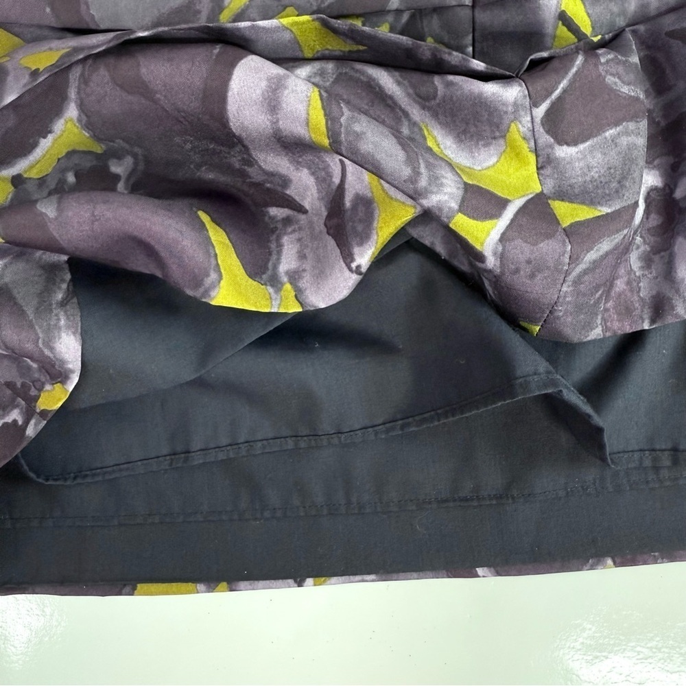 J. CREW 4 Floral Tiered Ruffle Strapless Grey Olive Layered Mini Cocktail Dress - Picture 10 of 14